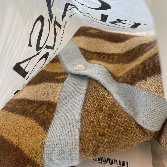 NWT Casablanca Diagonal Logo Cardigan mohair tan knit sweater - Picture 11 of 16